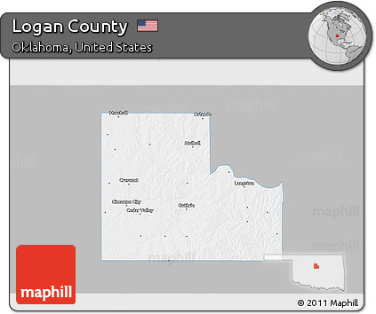 Gray 3D Map of Logan County, single color outside