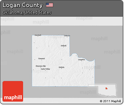 Gray 3D Map of Logan County, single color outside