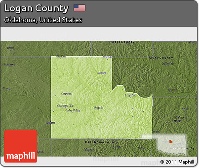 Physical 3D Map of Logan County, darken
