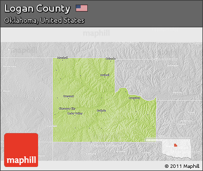 Physical 3D Map of Logan County, lighten, desaturated
