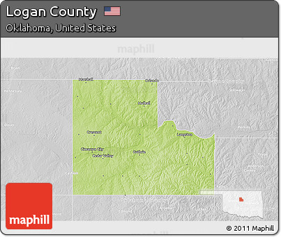 Physical 3D Map of Logan County, lighten, desaturated