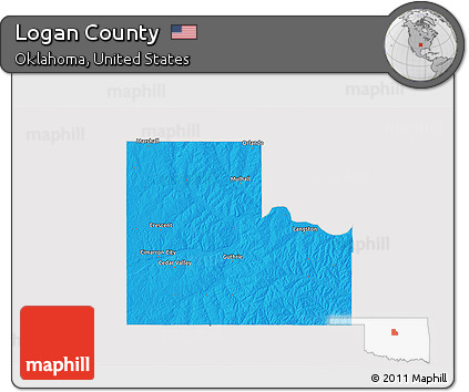 Political 3D Map of Logan County, cropped outside
