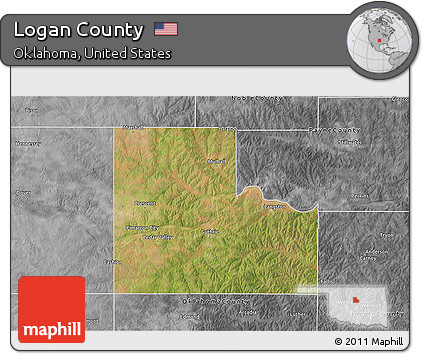 Satellite 3D Map of Logan County, desaturated