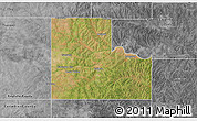 Satellite 3D Map of Logan County, desaturated