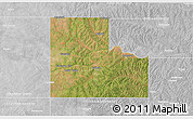 Satellite 3D Map of Logan County, lighten, desaturated