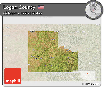 Satellite 3D Map of Logan County, lighten