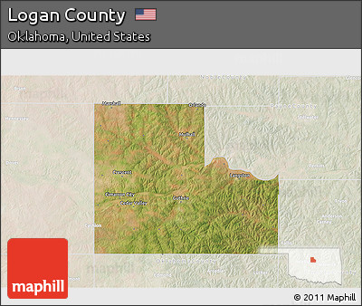 Satellite 3D Map of Logan County, lighten