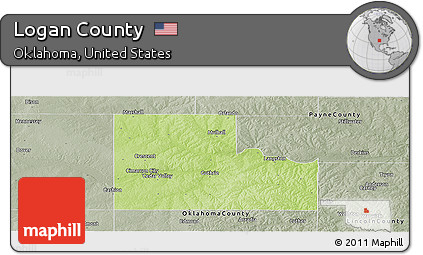 Physical Panoramic Map of Logan County, semi-desaturated