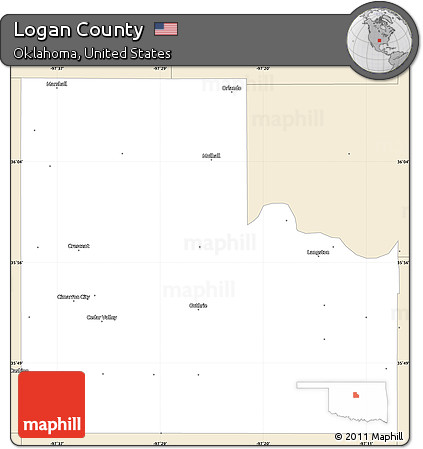 Classic Style Simple Map of Logan County