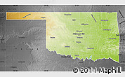 Physical Map of Oklahoma, darken, desaturated