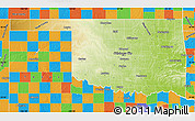 Physical Map of Oklahoma, political outside