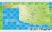 Physical Map of Oklahoma, political shades outside