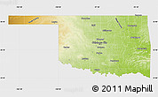 Physical Map of Oklahoma, single color outside