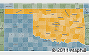 Political Shades Map of Oklahoma, semi-desaturated