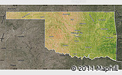Satellite Map of Oklahoma, darken, semi-desaturated