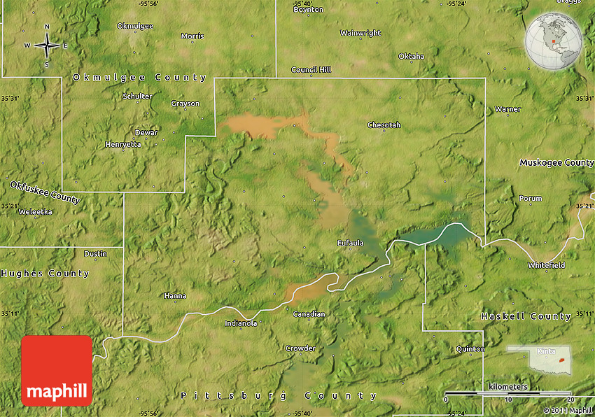 Satellite Map of McIntosh County