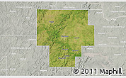 Satellite 3D Map of Okmulgee County, lighten, semi-desaturated