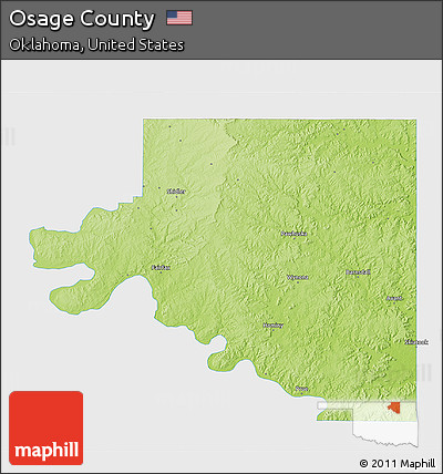 Physical 3D Map of Osage County, single color outside