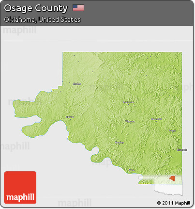 Physical 3D Map of Osage County, single color outside