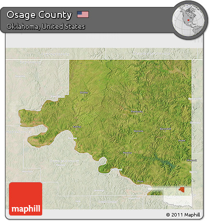 Satellite 3D Map of Osage County, lighten