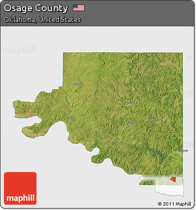 Satellite 3D Map of Osage County, single color outside