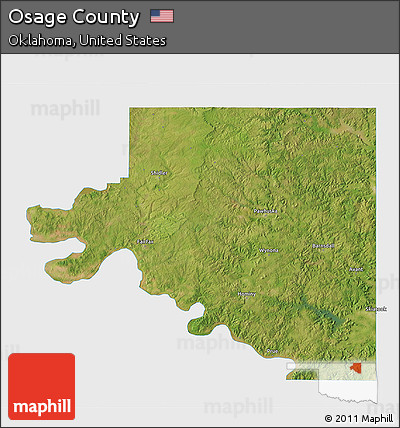 Satellite 3D Map of Osage County, single color outside