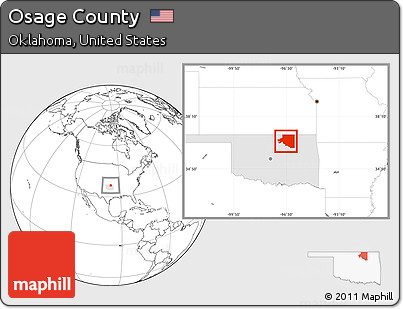 Blank Location Map of Osage County, highlighted parent region