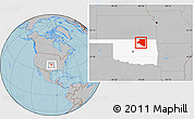 Gray Location Map of Osage County, highlighted parent region, hill shading