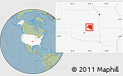 Savanna Style Location Map of Osage County, highlighted country, hill shading