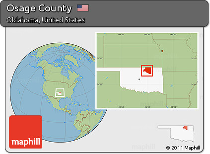 Savanna Style Location Map of Osage County, highlighted parent region