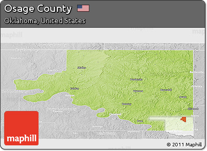 Physical Panoramic Map of Osage County, lighten, desaturated
