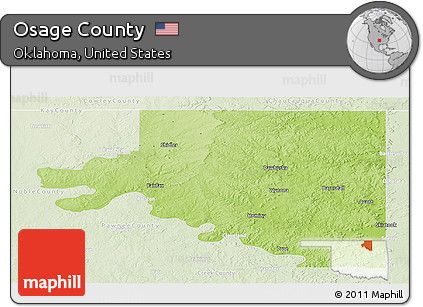Physical Panoramic Map of Osage County, lighten
