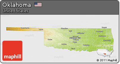 Physical Panoramic Map of Oklahoma, single color outside