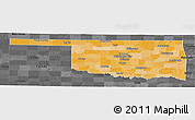 Political Shades Panoramic Map of Oklahoma, darken, desaturated