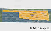 Political Shades Panoramic Map of Oklahoma, darken, semi-desaturated