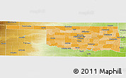 Political Shades Panoramic Map of Oklahoma, physical outside