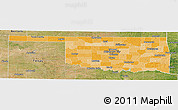 Political Shades Panoramic Map of Oklahoma, satellite outside