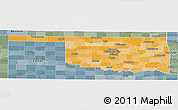 Political Shades Panoramic Map of Oklahoma, semi-desaturated
