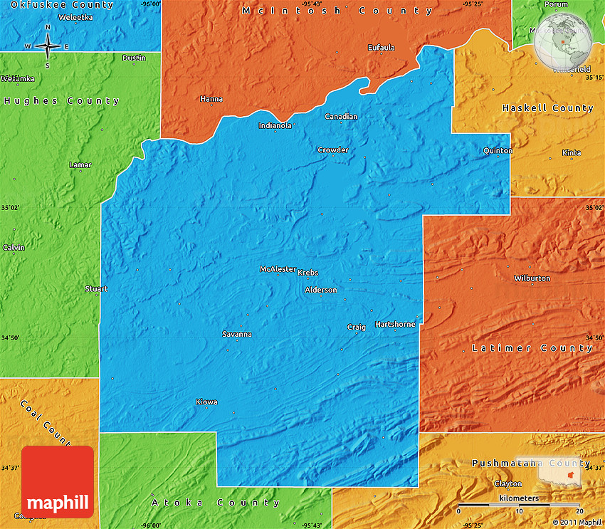 Pittsburg County Ok Wall Map Premium Style By Marketm 5669