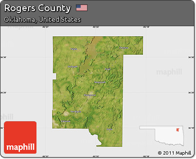 Satellite Map of Rogers County, single color outside