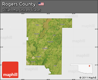 Satellite Map of Rogers County, single color outside