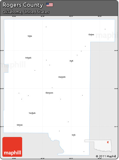 Silver Style Simple Map of Rogers County, single color outside