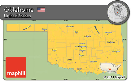 Savanna Style Simple Map of Oklahoma, single color outside