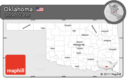 Silver Style Simple Map of Oklahoma, single color outside