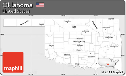 Silver Style Simple Map of Oklahoma, single color outside