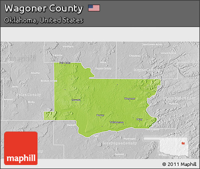 Physical 3D Map of Wagoner County, lighten, desaturated
