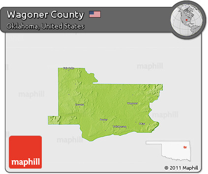 Physical 3D Map of Wagoner County, single color outside