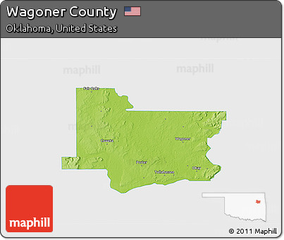 Physical 3D Map of Wagoner County, single color outside