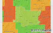Physical Map of Wagoner County, political outside