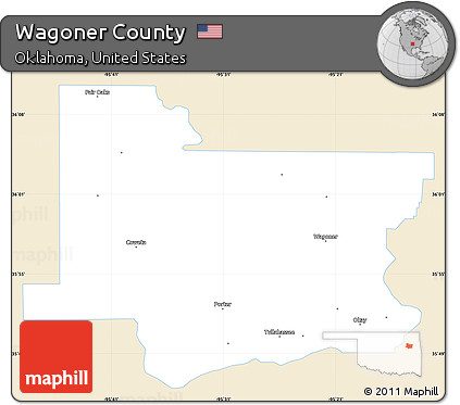 Classic Style Simple Map of Wagoner County, single color outside